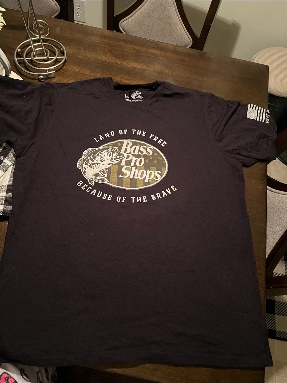 Bass Pro Shops Black Short Sleeve Tee with Patriotic Logo